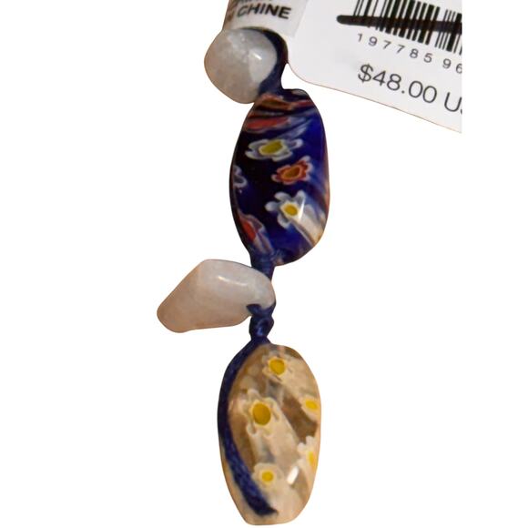 Free People Boho Glass Bead Earrings Floral Dangle Drop Artisan Jewelry NWT - Picture 4 of 5